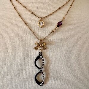 Betsey Johnson Black Glasses Necklace
